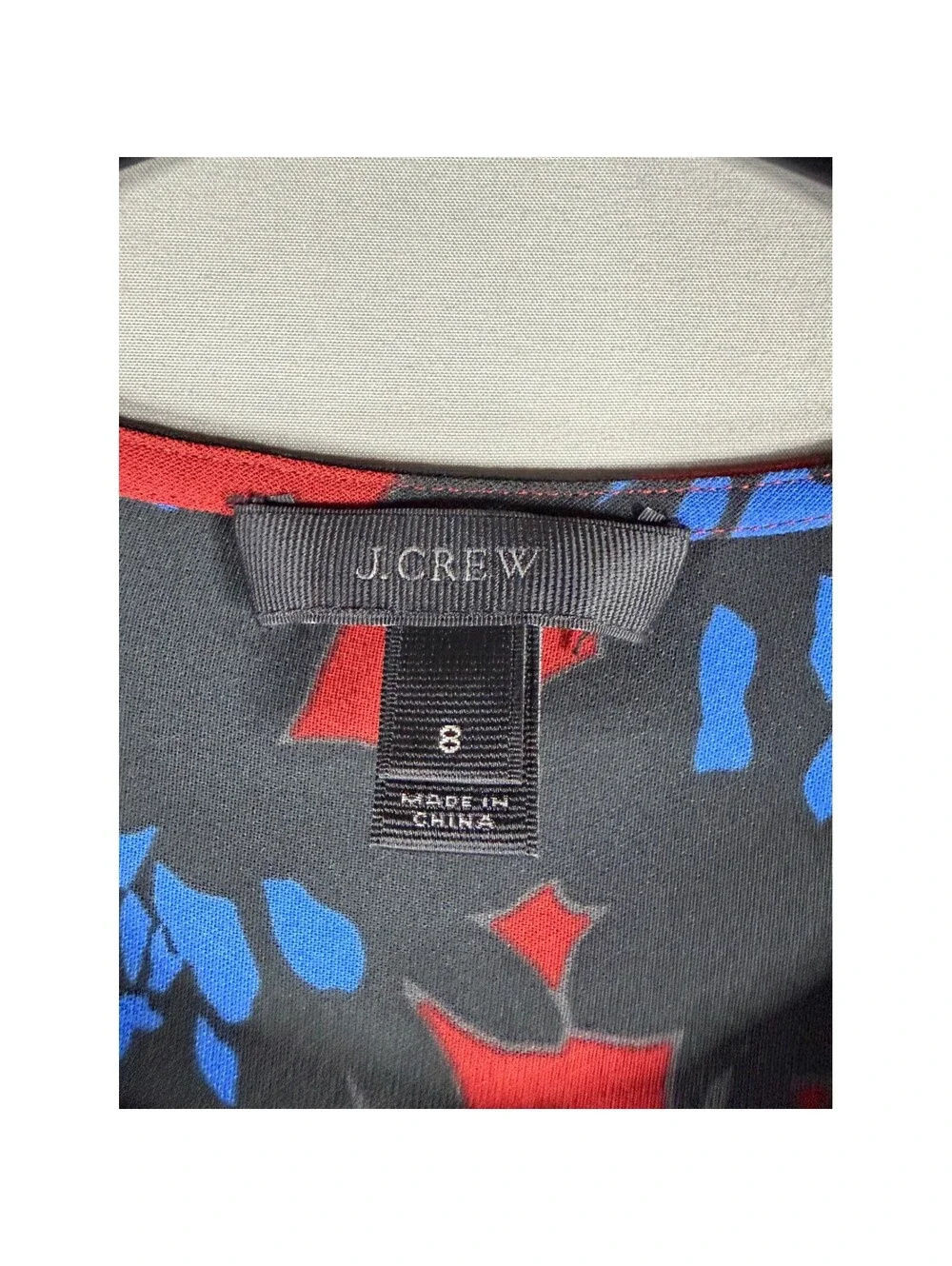 J.Crew Womens Red Black Blue Floral Keyhole Sleeveless Blouse Top Size 8